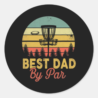 Vintage Best Dad By Par Disc Golf Funny Father's Classic Round Sticker