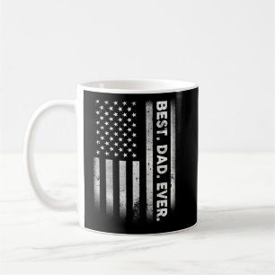 Vintage Best Dad Ever American Flag Distressed Fat Coffee Mug