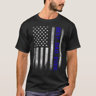 Vintage Best Dad Ever American Flag Distressed Fat T-Shirt