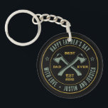 Vintage Best Dad Ever Custom Name Photo Axe Logo Keychain<br><div class="desc">Personalized Father's Day gift for the best dad in the world. Customize the wording to make it more special for your daddy,  the hero of your life. Celebrate Father's Day with this custom name and message for your dad.</div>