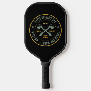 Vintage Best Dad Ever Custom Photo Name Axe Logo Pickleball Paddle