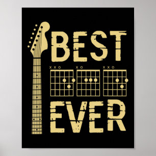 Vintage Best Dad Ever Guitar Chord Guitarist Dad F Poster