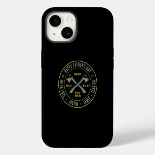 Vintage Best Dad Ever Personalized Name Axe Logo iPhone 14 Case