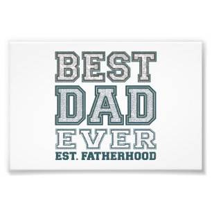 Vintage Best Dad Ever Varsity Typography Design Photo Print