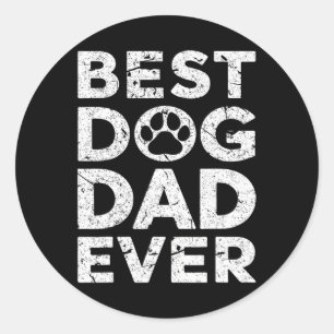 Vintage Best Dog Dad Ever Fathers Day Classic Round Sticker