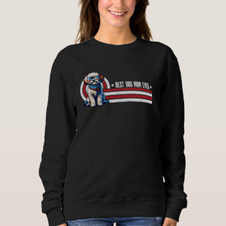 Vintage Best Dog Mom Ever Maltipoo Pets 4th Of Jul Sweatshirt