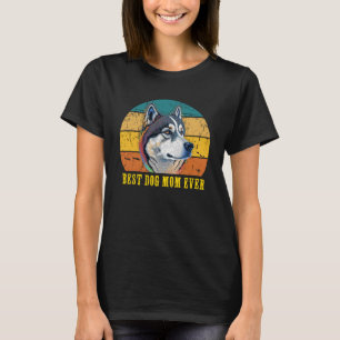Vintage Best Dog Mom Ever Sunset Retro Husky dog M T-Shirt