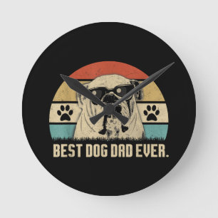 Vintage Best English Bulldog DAD Ever shirt Father Round Clock