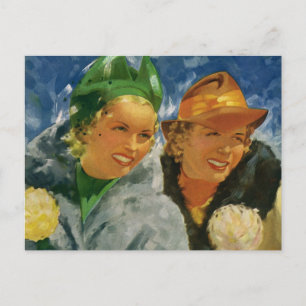 Vintage Best Friends! Elegant and Stylish Women Postcard