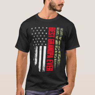 Vintage Best Grandpa Ever Camo American Flag Distr T-Shirt