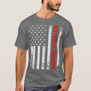 Vintage Best Great Grandpa American Flag Father's  T-Shirt