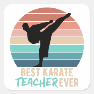 Vintage Best Karate Teacher Gift Square Sticker
