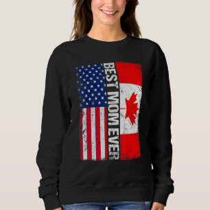 Vintage Best Mom Ever Women Retro Canada Flag Sweatshirt