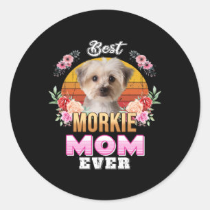 Vintage Best Morkie Mom Ever Mothers Day For Dog M Classic Round Sticker