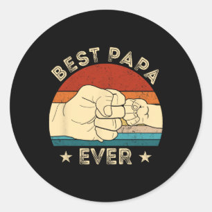 Vintage Best Papa Ever Fist Bump Funny Grandpa Fat Classic Round Sticker
