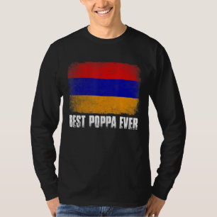 Vintage Best Poppa Ever Men Retro Armenia Flag T-Shirt