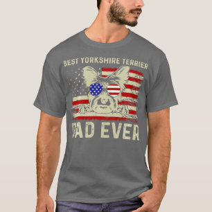 Vintage Best Yorkie Dad Ever Fathers Day For Dog L T-Shirt