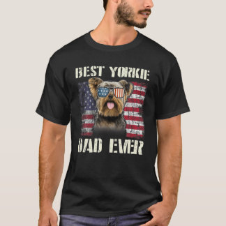 Vintage Best Yorkie Dad Ever Flag Us For Pet Owner T-Shirt