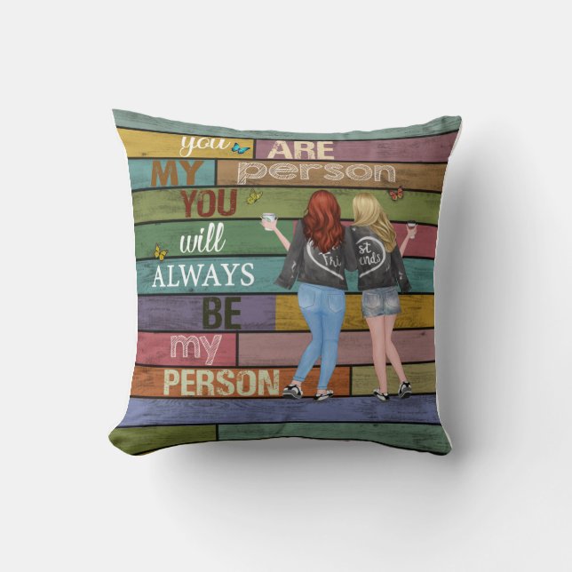 Vintage Bestfriend Blanket Throw Pillow (Front)