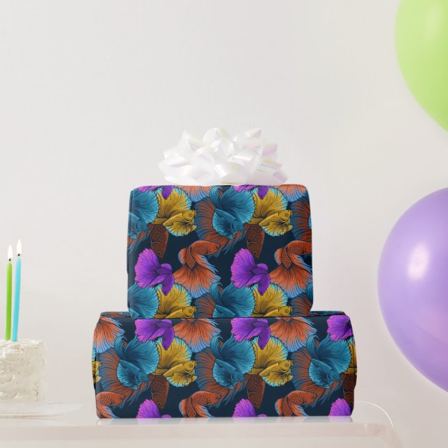 Vintage Beta Fish Pattern  Wrapping Paper (Party Gifts)