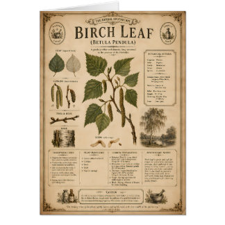 Vintage Betula Pendula Birch Leaf Scientific Botan