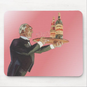 Vintage Beverages, Butler Serving Wine on Tray Mouse Pad
