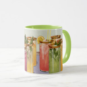 Vintage Beverages, Drinks with Ice Cubes on a Tray Mug