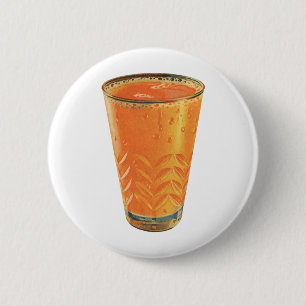 Vintage Beverages, Glass of Orange Juice Breakfast 2 Inch Round Button