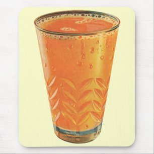 Vintage Beverages, Glass of Orange Juice Breakfast Mouse Pad