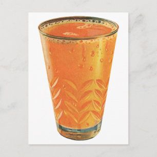 Vintage Beverages, Glass of Orange Juice Breakfast Postcard