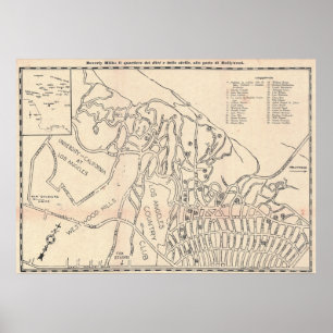 Vintage Beverly Hills Map Poster 1930