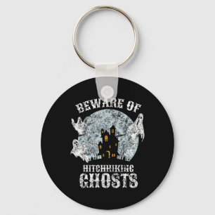 Vintage Beware Of Hitchhiking Ghosts Fun Halloween Keychain