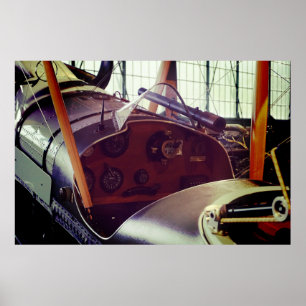 Vintage Bi plane Cockpit Poster