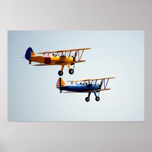 Vintage Bi-Planes in flight Poster (Front)