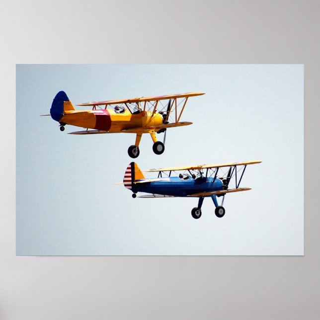 Vintage Bi-Planes in flight Poster (Front)