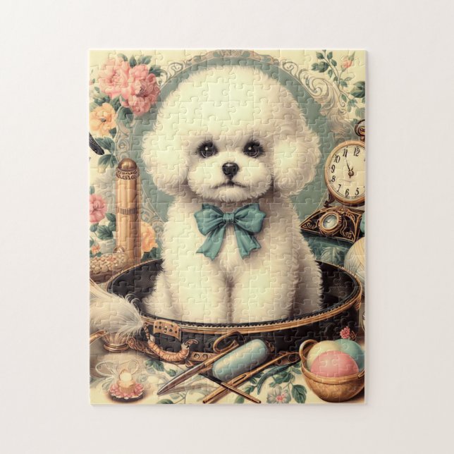Vintage Bichon Frisé Painting Jigsaw Puzzle (Vertical)