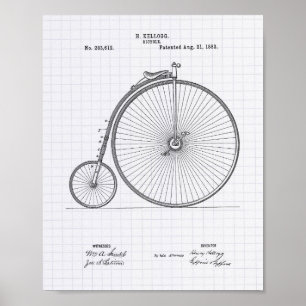 Vintage Bicycle 1883 Patent Art - Lined Peper Poster