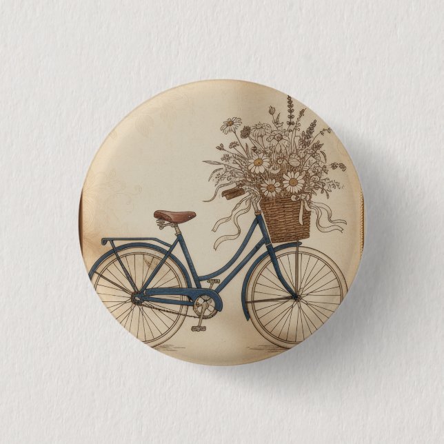 vintage bicycle 1 inch round button (Front)
