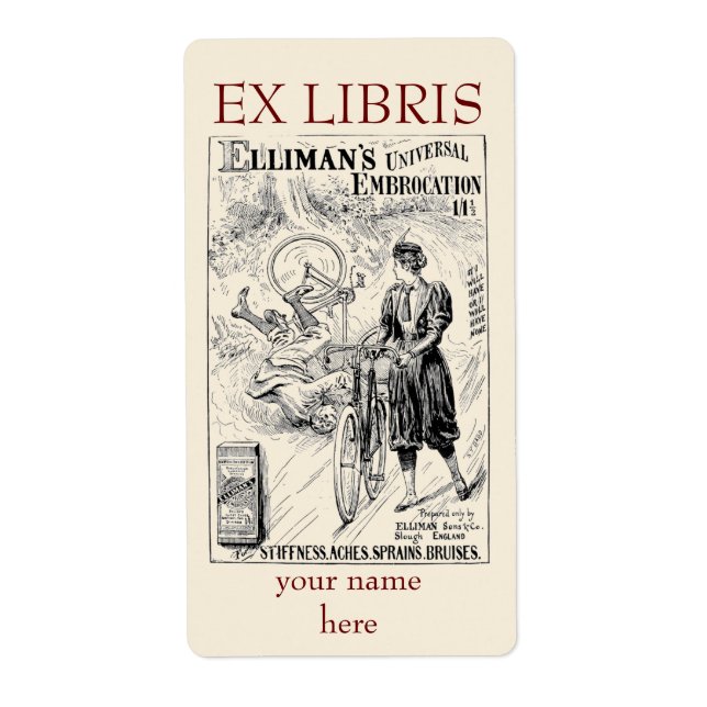 Vintage bicycle advert bookplate (Front)