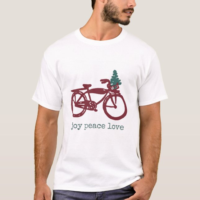 Vintage bicycle and Christmas tree design T-Shirt (Front)