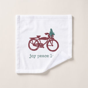 Vintage bicycle and Christmas tree design Wash Cloth