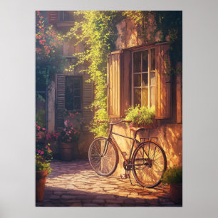 Vintage Bicycle and Flower Pots Poster
