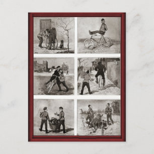 Vintage bicycle antics postcard