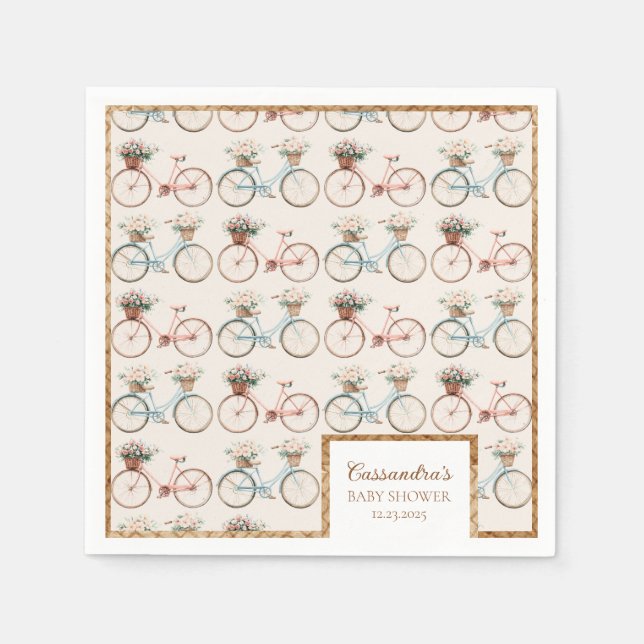 Vintage Bicycle Baby Shower  Napkin (Front)