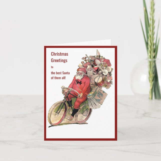 Vintage bicycle bike Christmas  greeting card (Front)