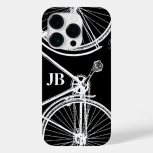 Vintage Bicycle Black White Monogram Cycling Case-Mate iPhone 14 Pro Case