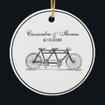 Vintage Bicycle Built For Two / Tandem Bike Ceramic Ornament<br><div class="desc">Vintage Bicycle Built For Two / Tandem Bike ========= Customizable invitations and accessories with a vintage stylized image of a Bicycle Built For Two. You can easily make changes to these products by adding text fields, removing existing text fields, changing design images or adding additional images of your choice. You...</div>