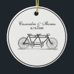 Vintage Bicycle Built For Two / Tandem Bike Ceramic Ornament<br><div class="desc">Vintage Bicycle Built For Two / Tandem Bike ========= Customizable invitations and accessories with a vintage stylized image of a Bicycle Built For Two. You can easily make changes to these products by adding text fields, removing existing text fields, changing design images or adding additional images of your choice. You...</div>