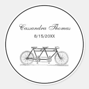 Vintage Bicycle Built For Two / Tandem Bike Classic Round Sticker