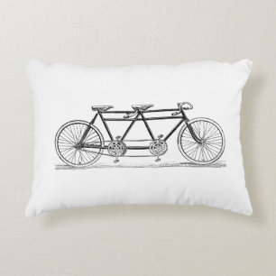 Vintage Bicycle Built For Two / Tandem Bike Decorative Pillow